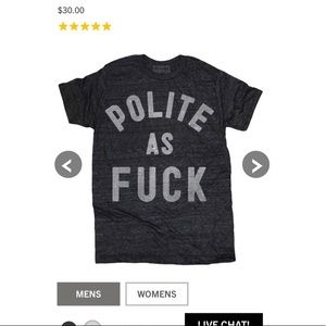 Polite as f, charcoal tee, size mens m, kcco